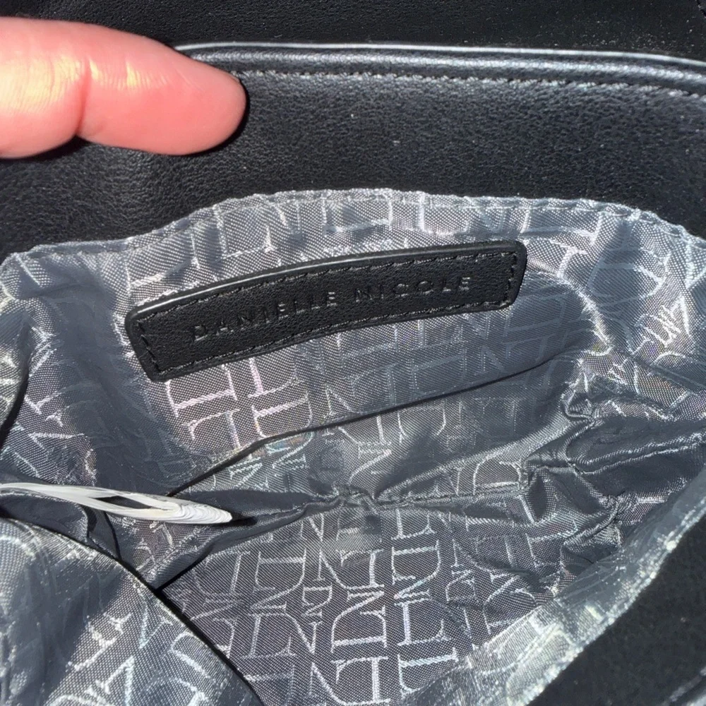 Danielle Nicole Black Vegan Leather Crossbody - Minimalist Small Square Bag - Picture 6 of 7